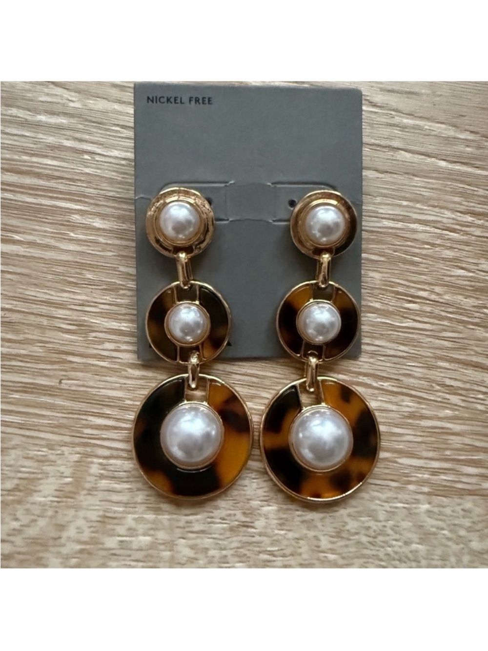 Nordstrom Gold-Tone Tortoiseshell and Pearl Drop Earrings